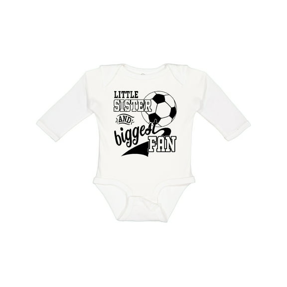 Inktastic Little Sister and Biggest Fan Soccer Player Girls Long Sleeve Baby Bodysuit