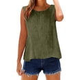 thumbnail image 5 of WULMLEO Cotton Linen Tank Tops for Women - Sleeveless Crewneck Summer Gauzy Shirts Loose Fit Casual Beach Vacation Camisole Army Green L, 5 of 7