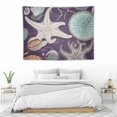 thumbnail image 3 of ONETECH  Wall Tapestry Aquatic Drawing Nautilus Shells Scallop Coral Shellfish Conch Pearl Pattern Shell Nature Summer Tapestry Wall Hanging Home Decor for Dorm, 3 of 7
