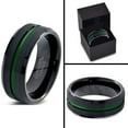 thumbnail image 4 of Charming Jewelers Tungsten Wedding Band Ring 8mm for Men Women Green Black Beveled Edge Brushed Polished Center Line Lifetime Guarantee, 4 of 4