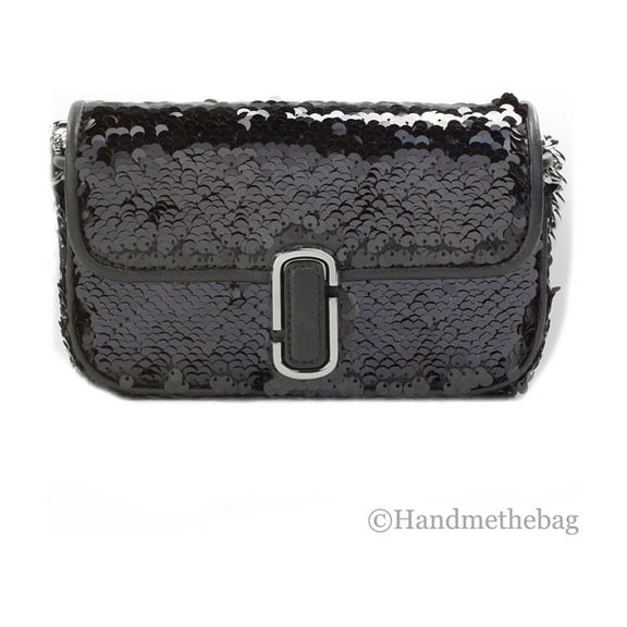 Marc Jacobs The Mini J Marc Shoulder Bag Black Sequined Crossbody Bag
