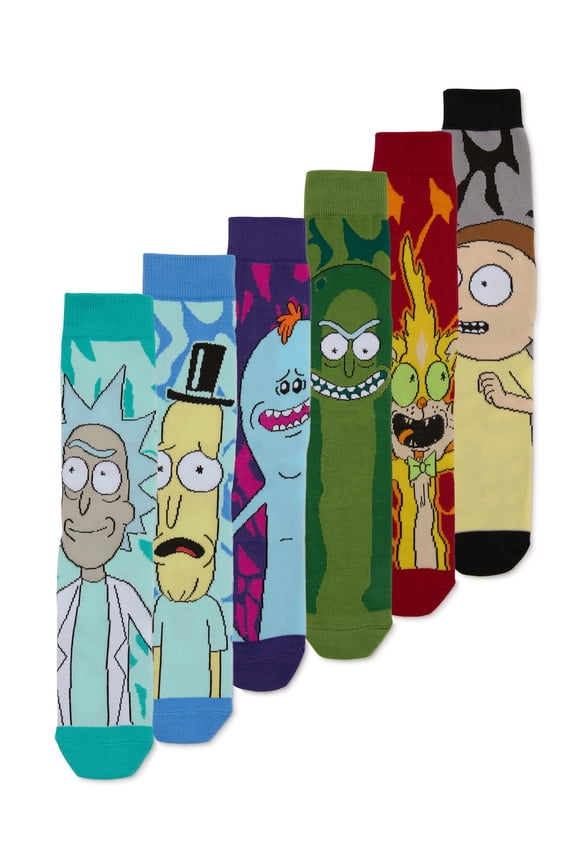 Rick & Morty Mens Crew Socks, 6-Pack
