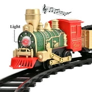Train Set Toys- Electric Train Toy for Boys W/ Lights & Sound, Railway, Locomotive Engine, Cargo Cars, 3 Cars &10 Tracks, for 3-8