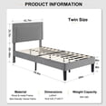 thumbnail image 2 of VECELO Set of 2 Twin Bed Frames, Modern Upholstered Platform Bed Frame with Button Tufted Adjustable Headboard, No Box Spring Needed, Dark Gray, 2 of 9