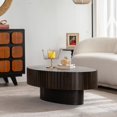 thumbnail image 6 of Tcbosik Modern Coffee Table, 43.3" Oval Tea Table, Olive-Shaped Center Table for Living Room, Easy to Assemble, Walnut & Black, 6 of 8