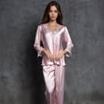 thumbnail image 4 of Ice Silk Kawaii Clothes Women Sleepwear Sexy Big Size Pajama Sets Lace Loungewear Set Korean Fashion Loose Spring Autumn Pajamas, 4 of 7