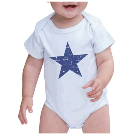 

7 ate 9 Apparel Kids Patriotic 4th of July Outfit - Distressed Star White Onepiece 6-12 Months