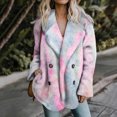 thumbnail image 3 of Cárdigan cálido de invierno para mujer, abrigo con solapa, forro polar, abrigo frontal abierto con bolsillos, prendas de vestir exteriores estampadas Fridja  BV0+5358, 3 of 4