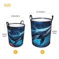 thumbnail image 3 of Balery Colorful Ocean Whale Cesta de ropa redonda con asas, impermeable, independiente, para ropa, juguetes, dormitorio y familia-Small, 3 of 6