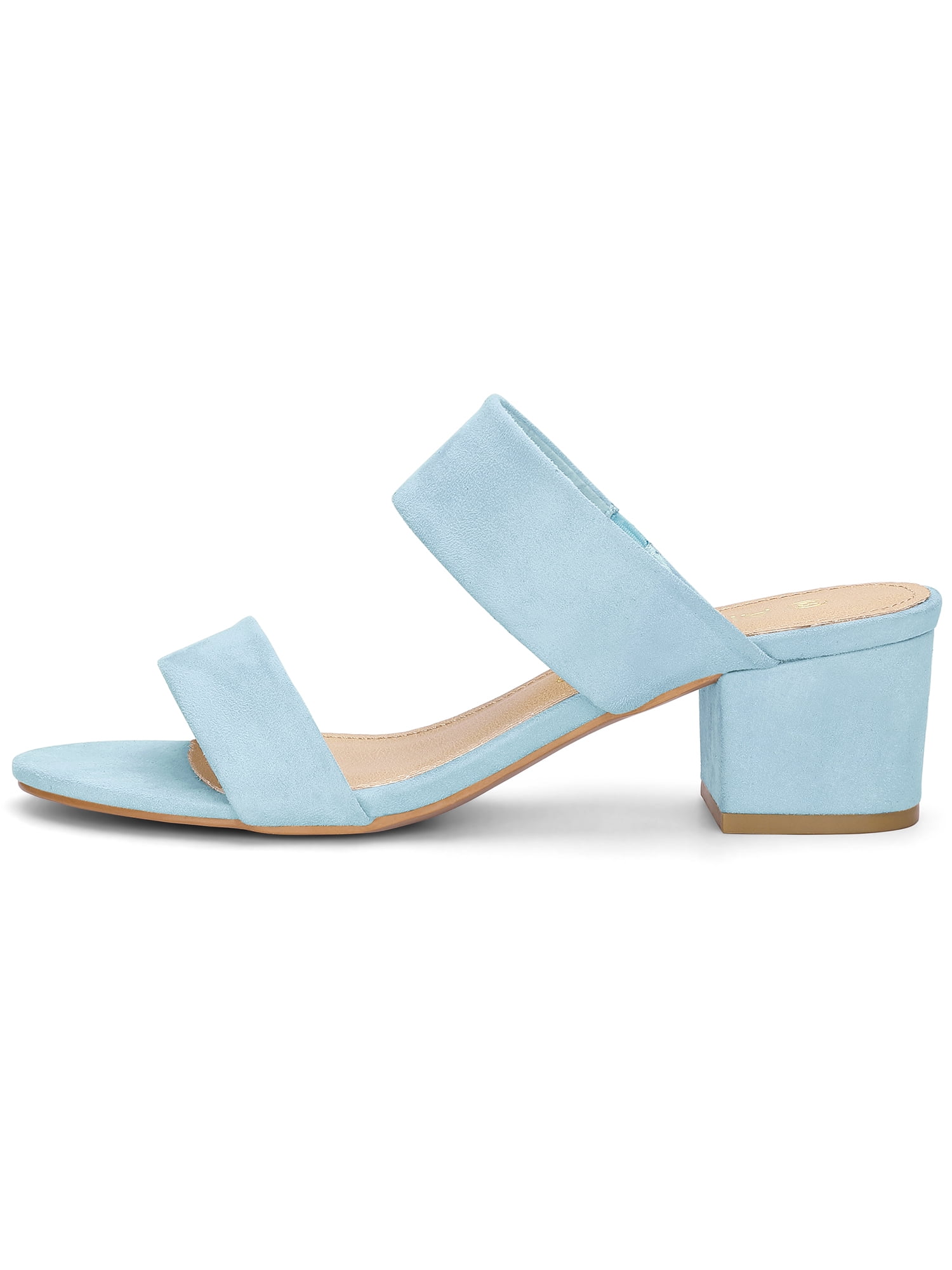 DARING DIVA Stylish Women's Block Heel Dual Straps Slide Sandals 9 Sky Blue