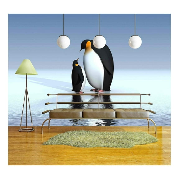 wall26 - Fun Penguins - Removable Wall Mural | Self-Adhesive Large Wallpaper - 100x144 inches