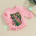 thumbnail image 2 of Bagilaanoe Newborn Baby Girl Oversized Romper Sweatshirt Long Sleeve Bodysuits Letter Embroidery Pullover 3M 6M 12M 18M Infant Casual Tee Tops, 2 of 8