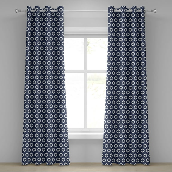 Ambesonne Navy Blue Grommet Curtain, Grunge Sketchy Design, 50" x 108", Dark Blue and White