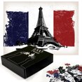 thumbnail image 2 of Ambesonne France Jigsaw Puzzle Durable Cardboard, Grunge Flag Eiffel Tower, 1000 pcs, Coconut Vermilion, 2 of 5