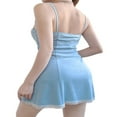 thumbnail image 4 of Womens Mini Dress Lace Patchwork Spaghetti Strap A Line Slit Summer Party Club Cami Dress, 4 of 6