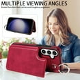thumbnail image 4 of Dteck Case for Samsung Galaxy S24,Magnetic Clasp Luxury PU Leather Card Slots Stand Durable Shockproof Case Back Wallet Flip Cover with Ring Buckle Cover for Galaxy S24,Red, 4 of 8