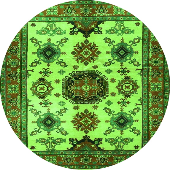 Ahgly Company Indoor Round Persian Green Traditional Area Rugs, 3' Round
