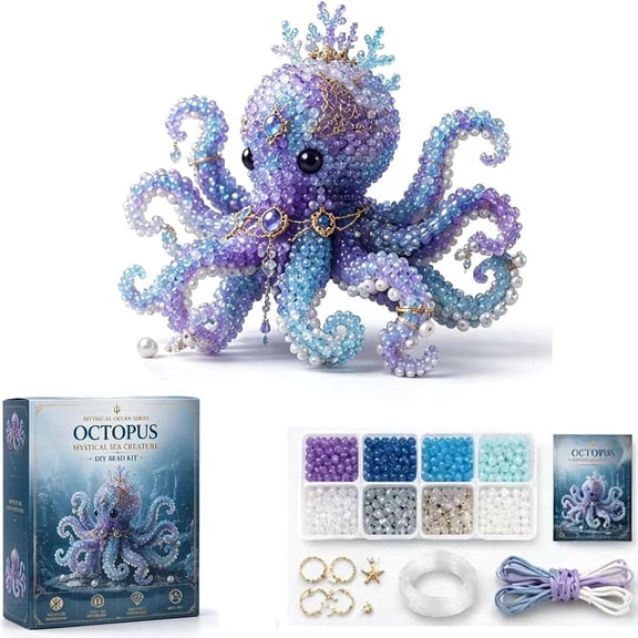 Mythical DIY Bead Kit, Beginner Friendly Beaded Craft Set with Photo Instructions, Sea Glass Style Decor Gift for Teens Adults