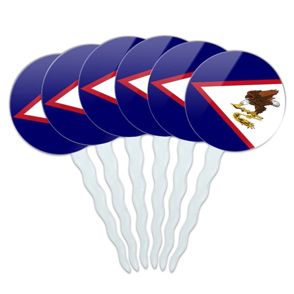 American Samoa US Territory Flag Cupcake Picks Toppers Decoration Set of 6