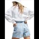 thumbnail image 3 of Camisas de Mujer con Botones, Larga, Algodón, Informales, con Cuello, Corte Holgado. S, 3 of 7