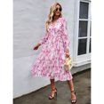 thumbnail image 4 of OUSIMEN Women's Casual Long Sleeve V Neck Loose Floral Dress Long Dresses Swing Dress for Women, 4 of 5