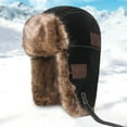 thumbnail image 3 of Earflap Hat Fuzzy Faux Fur Lining Adjustable Buckle Thickened Soft Russian Ears Fake Leather Winter Thermal Men Trapper Hunting Cap for Outdoor Coffee, 3 of 8
