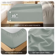 Lux Decor Collection Queen Fitted Sheet Only - Upto 16 Inches Deep Pocket Microfiber Bottom Sheet with All-Around Elastic, Grey