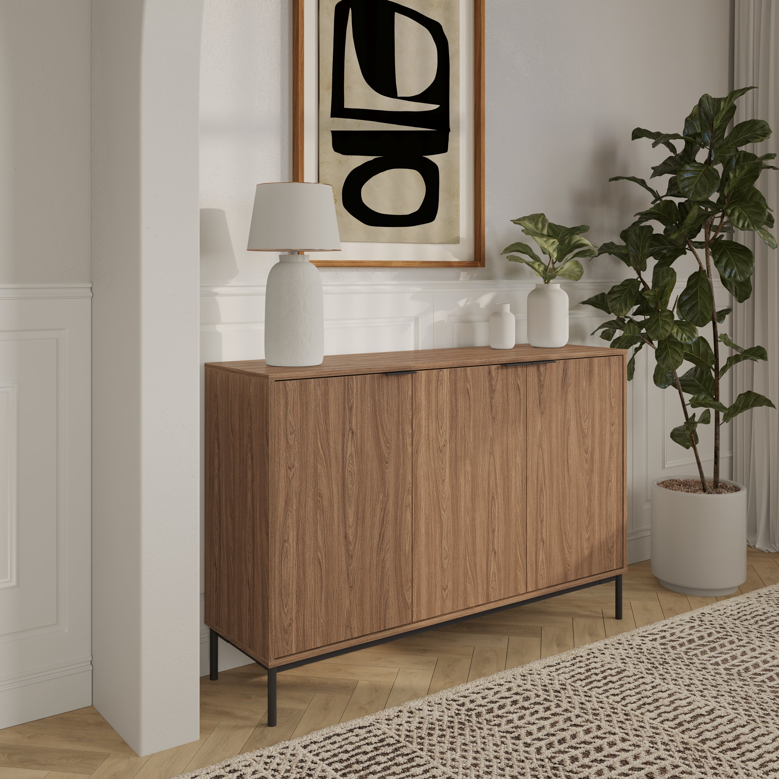Buffet Connor à 3 portes en noyer clair