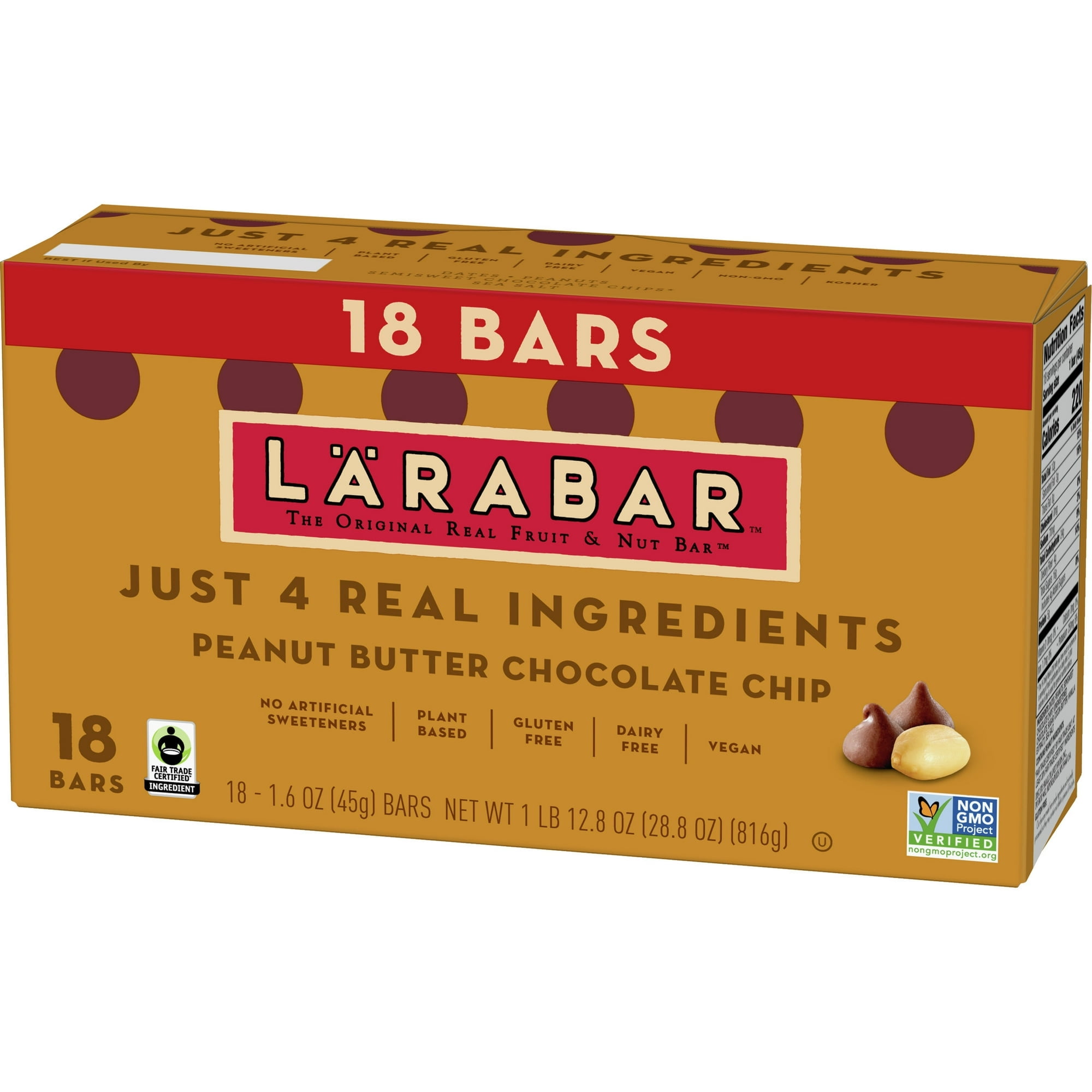 Larabar Peanut Butter Chocolate Chip, Gluten Free Fruit & Nut Bar, 18 Ct ( 3 Pack )