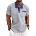 thumbnail image 5 of TKKCS Mens Polo Shirts with Pocket Short Sleeve- Performance Moisture Wicking Casual Summer Golf Shirts Gray Size 2XL, 5 of 8