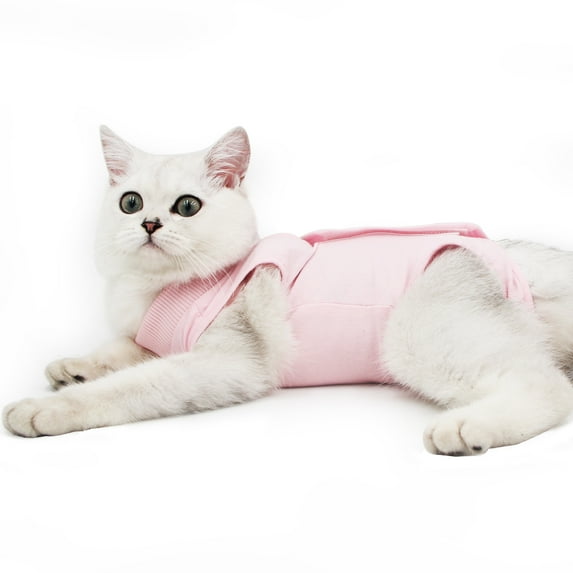 Dotoner Cat Recovery Suit for Abdominal Wounds or Skin Diseases, after Surgery Wear, E-Collar Alternative, Anti Licking Wounds Pajama Suit for Cats and Dogs(S,Pink)