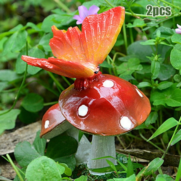2pc Colorful Garden Mushrooms Fairy Toadstools Decorative Resin Ornaments Com 2pc Colorful Garden Mushrooms Fairy, Decorative Garden Mushrooms