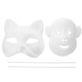 thumbnail image 2 of Shisuyan 2Pcs DIY Blank Cat Monkey Mask Hand-Painted DIY Mask Unpainted White Graffiti Face Mask, 2 of 8