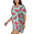 thumbnail image 2 of Bixox Women's Watermelon Printed Pajama Set 2 Piece Lounge Set Top and Shorts Soft Pajamas, Shorts with Pockets, 2 of 7
