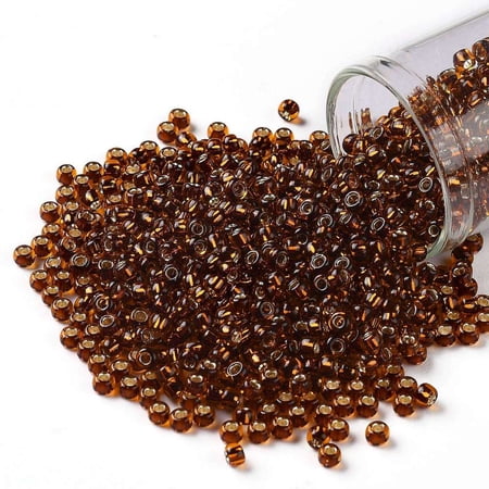 1 Bottle TOHO 8/0 Round Beads Japanese Seed Beads (2154S) Silver Lined Orange Amber 3mm Hole: 1mm about 222pcs/bottle 10g/bottle