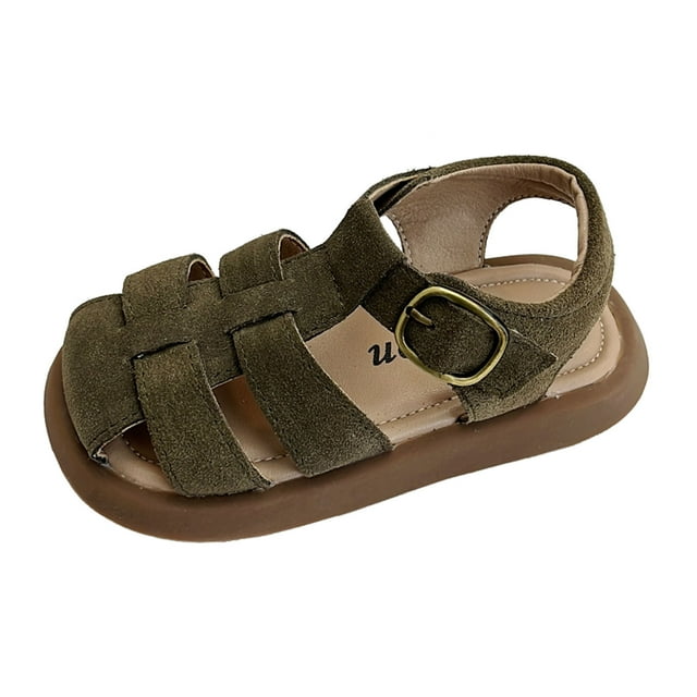 MIASHUI Girls Closed Toe Summer Sandals Comfortable Outdoor Hollow Out Shoes,Green,2-2.5 Years