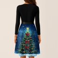 thumbnail image 6 of Women's Casual Fashion V Neck Long Sleeve Christmas Printed Party Vintage Dress for Holiday Events and Retro Style, Perfect for Women's Evening Wear,Navy,S, 6 of 6