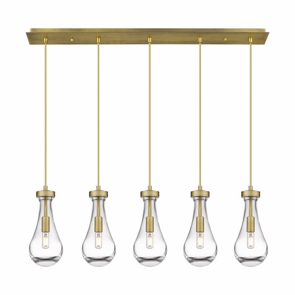 Innovations Lighting Owego - 5 Light 5" Cord Hung Linear Pendant Clear/Brushed Brass