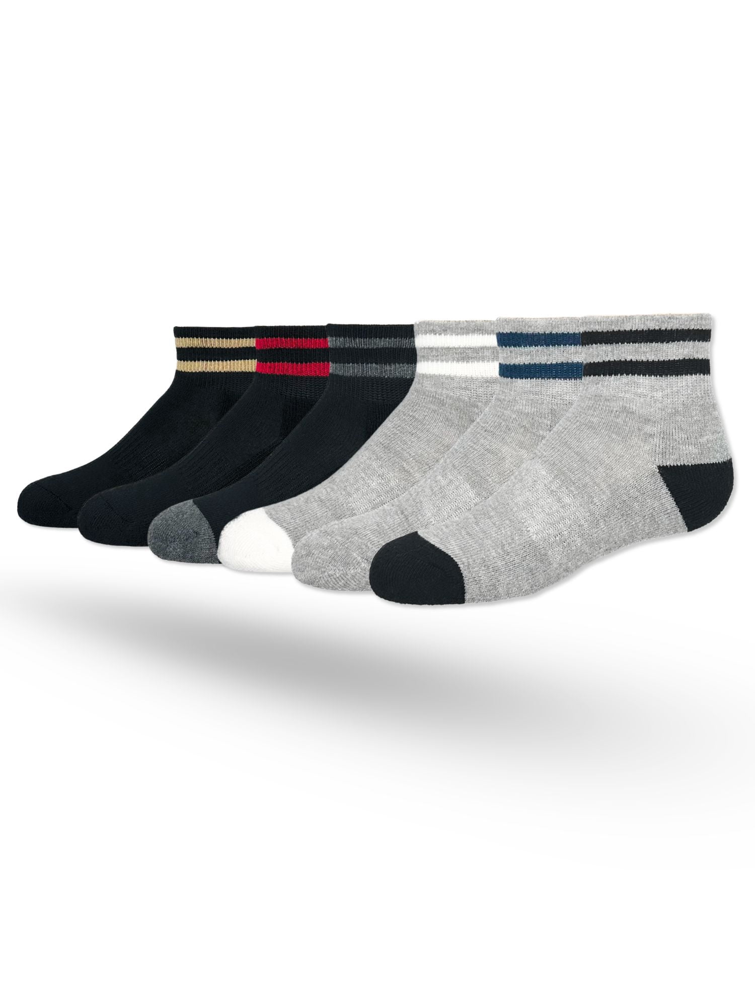 Wonder Nation Boys Sport Ankle Socks, 6-Pack, Sizes S-L