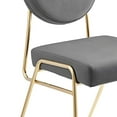 thumbnail image 6 of Side Dining Chair, Set of 2, Grey Gray Gold, Velvet, Mid Century Kitchen Cafe Bistro Hospitality Restaurant, Modern Contemporary Boutique HB34905, 6 of 12