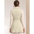 thumbnail image 4 of DARING DIVA Women's Lapel Collar Trench Vest Double Breast Long Blazer S Apricot, 4 of 6