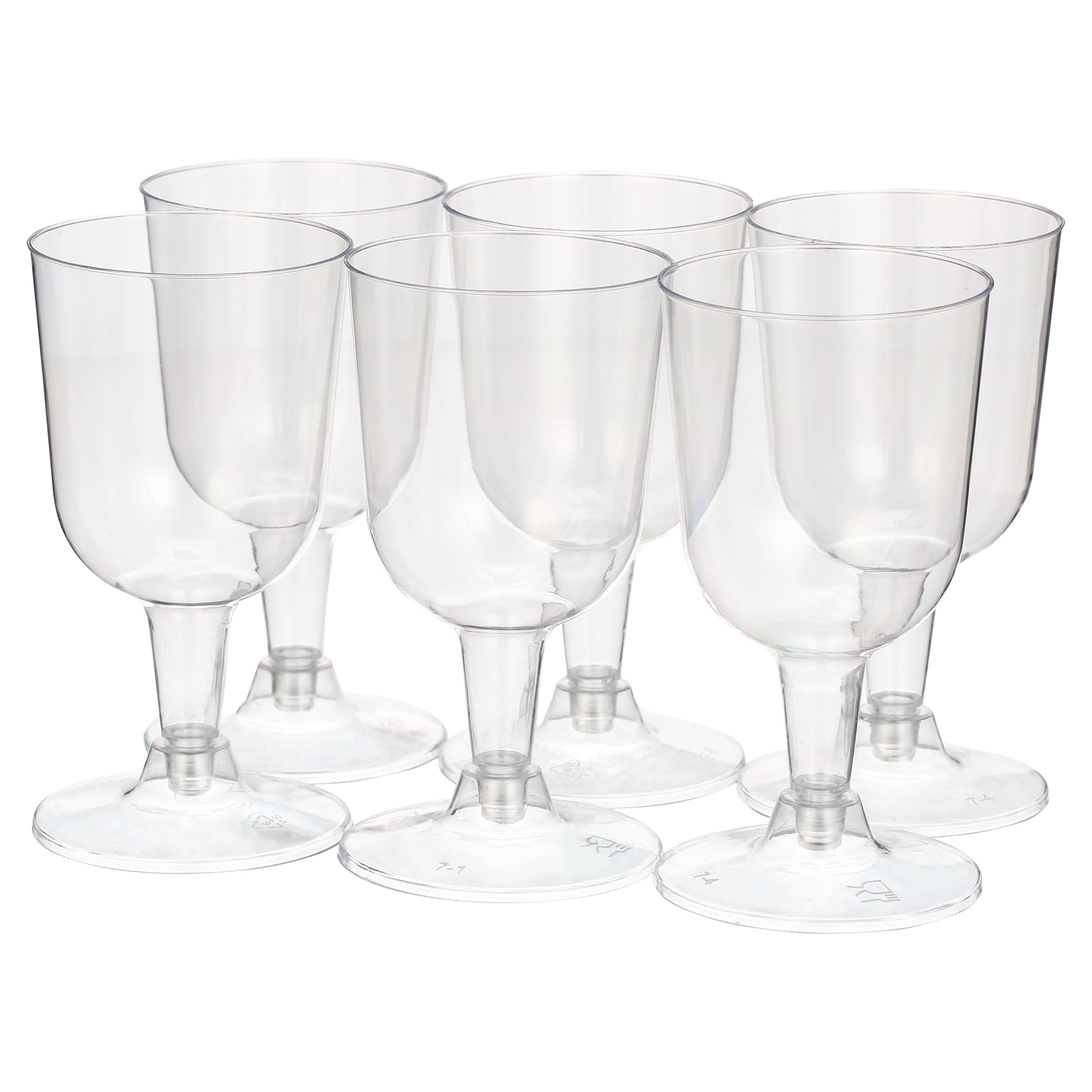 6 oz Stackable Plastic Wine Glasses for Parties, Weddings, Picnics - Pack  of 24