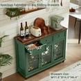 thumbnail image 3 of Joaxswe 48''Wide Buffet Credenzas, Large Dining Sideboard with 3 Drawers & Glass Doors, Wood Coffee Bar Cabinet, Green, 3 of 9