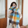 thumbnail image 2 of Bufanda mujer invierno engrosamiento cálido borla gruesa cien con 2023 pañuelo nuevo hombres otoño e invierno bufanda a cuadros (cuadros rojos), 2 of 4