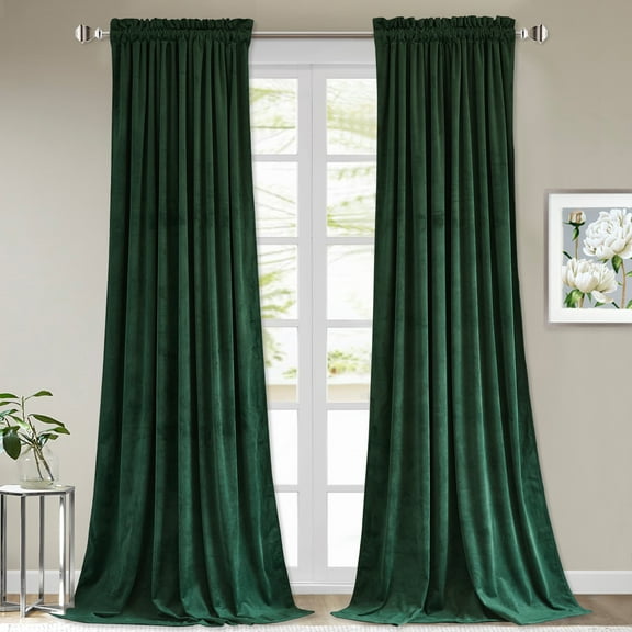 StangH Dark Green Velvet Curtains - Blackout Sliding Door Curtains for Living Room, Privacy & Thermal Insulated Long Drapes for Christmas Decor/Foyer, W52 x L108, 2 Panels