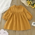 thumbnail image 2 of Staki Kids Fall Dresses Toddler Girl Dress Long Sleeve Round Neck Ruffle Fall Dresses(Orange,3-4 Years), 2 of 9