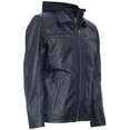 thumbnail image 3 of Mens Hooded Classic Black Leather Jacket-Stalham in Black, 3 of 6