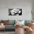 thumbnail image 2 of ZHONGYUTONG White Floral Canvas Wall Art Large Flower Gold Pictures Wall Decor Minimalist Lotus Paintings for Living Room Bedroom Decor Framed (12.00" x 24.00"), 2 of 5
