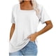 thumbnail image 2 of Fiudx Ofertas Flash Artículos En Oferta Top de Manga Corta con Cuello de Color Liso para Mujer Top con Cuello de Manga Corta, 2 of 6