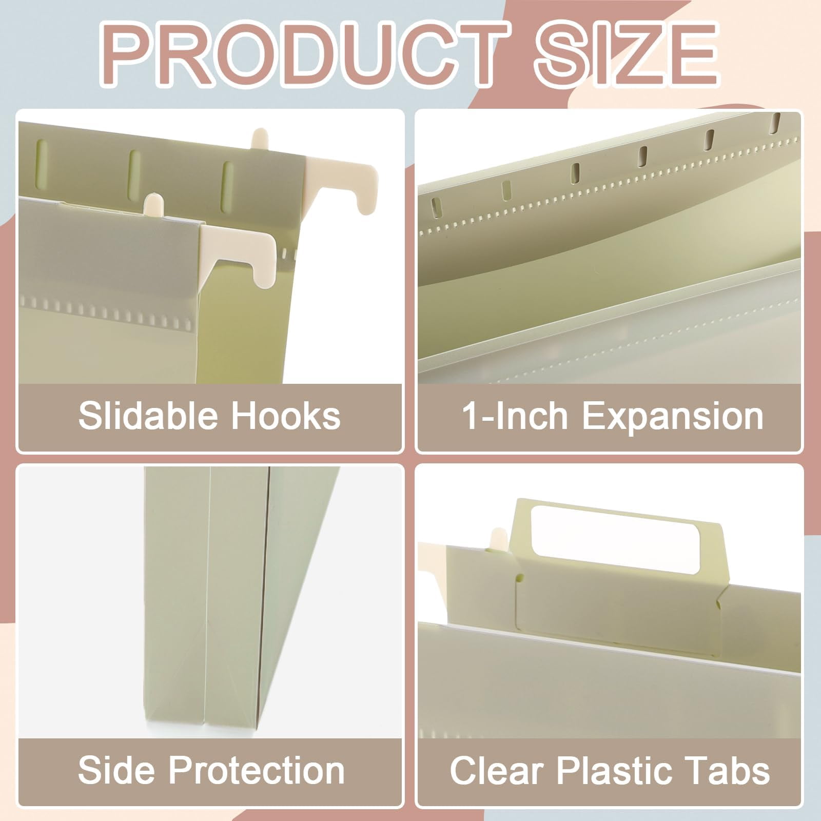 16 Pack Plastic Hanging File Folder Letter Size 1inch Expanding Folders With Tabs Extra Capacity Hang Heavy Duty For Filing Cabinet Designed Bulky Files Morandi Colors
